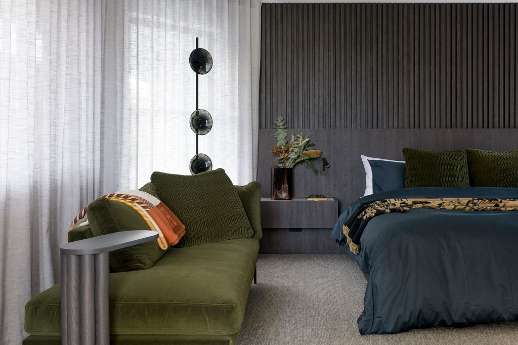 Studio James Interiors - master bedroom - bed and couch or sofa