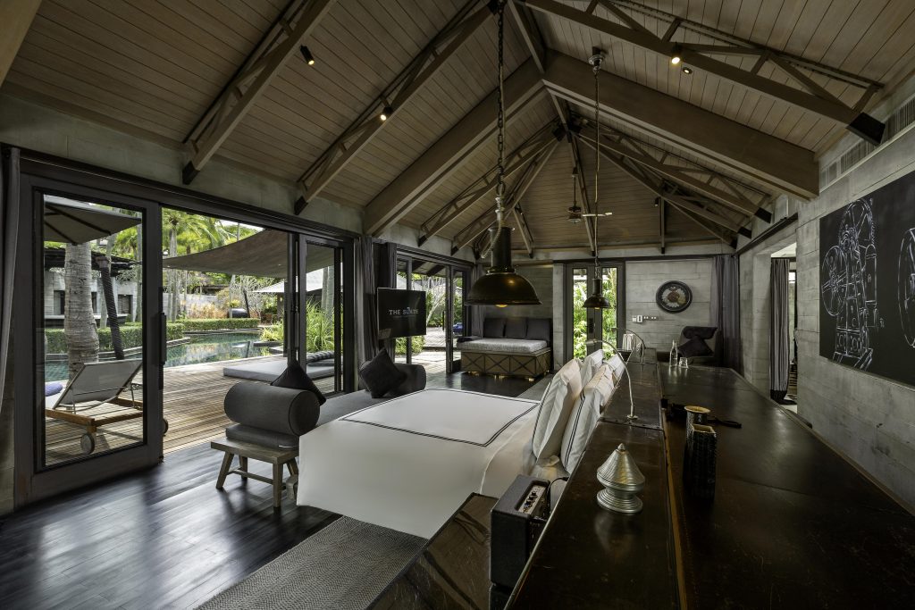 The-Slate-Phuket-Two-Bedroom-Pool-Villa-Master-bedroom-view-to-swimming-pool
